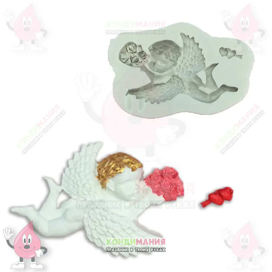 Молд Ангел с букетом, 7х4 см #1