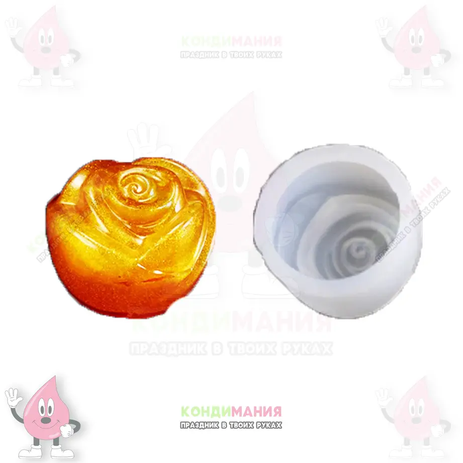 3D молд Цветок 3, 6,5х6,3х4,5 см #1