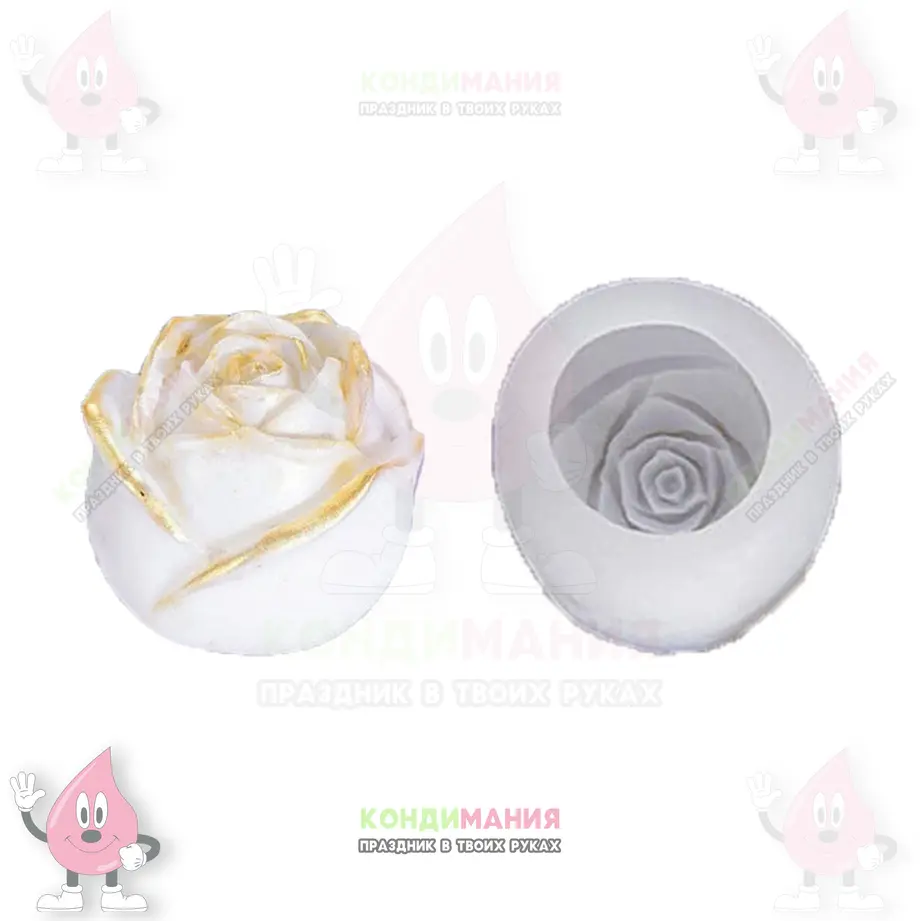 3D молд Роза F, 3,5х3,5х4,5 см #1