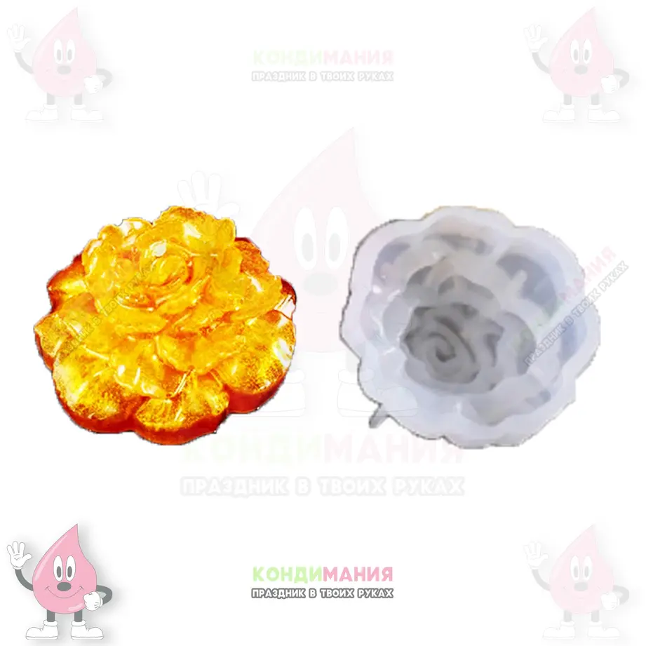 3D молд Цветок 4, 6х2,5см #1