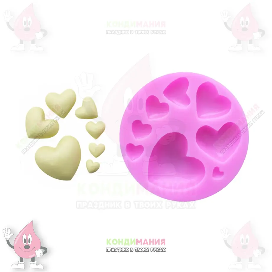 Молд Сердца, 8 яч., 7,5х7,5 см #1