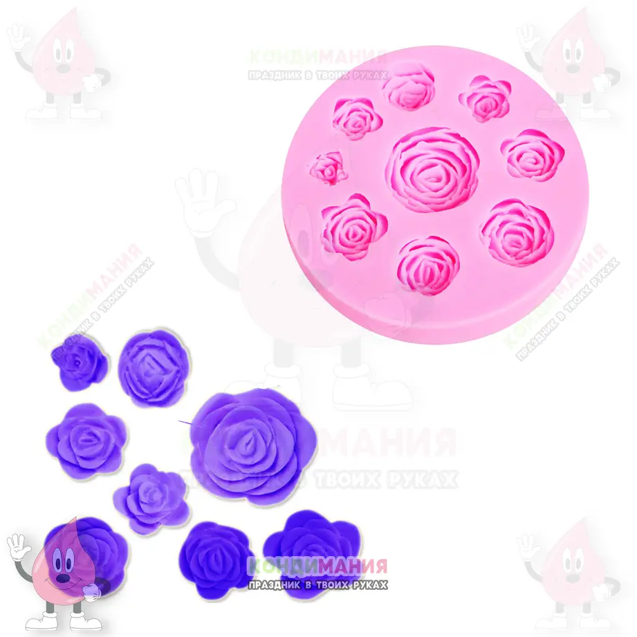 Молд Круговорот роз, d-3 см, 9 яч #1