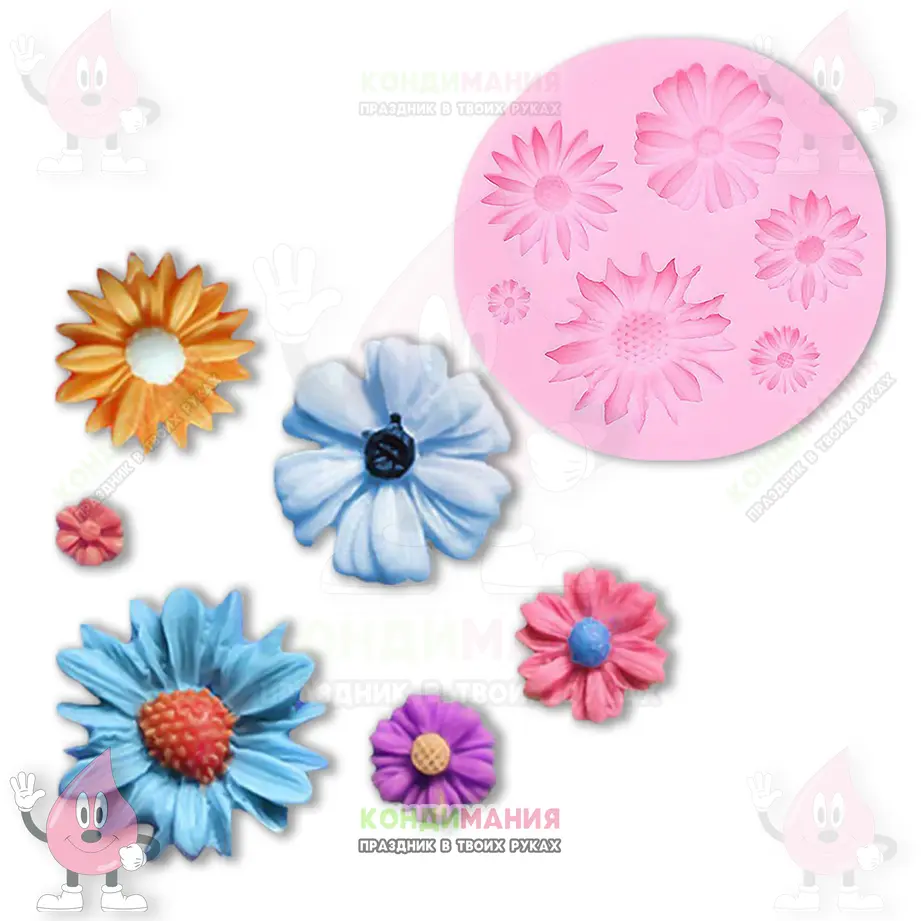 Молд Цветы, d-3 см, 6 яч #1