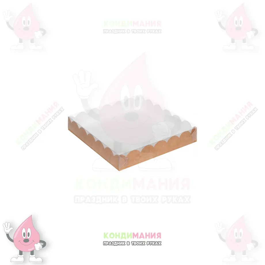 Коробка с прозрачной крышкой крафт, 12х12х3 см #1