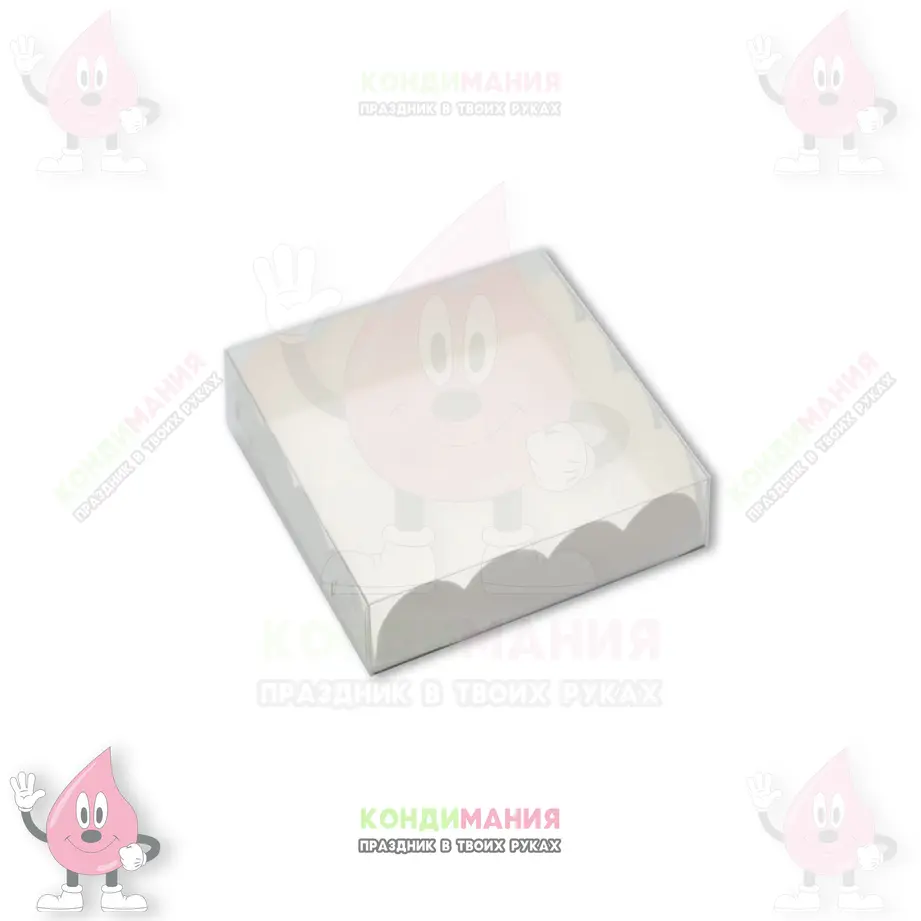 Коробка с прозрачной крышкой белая, 15,5х15,5х3,5 см #1