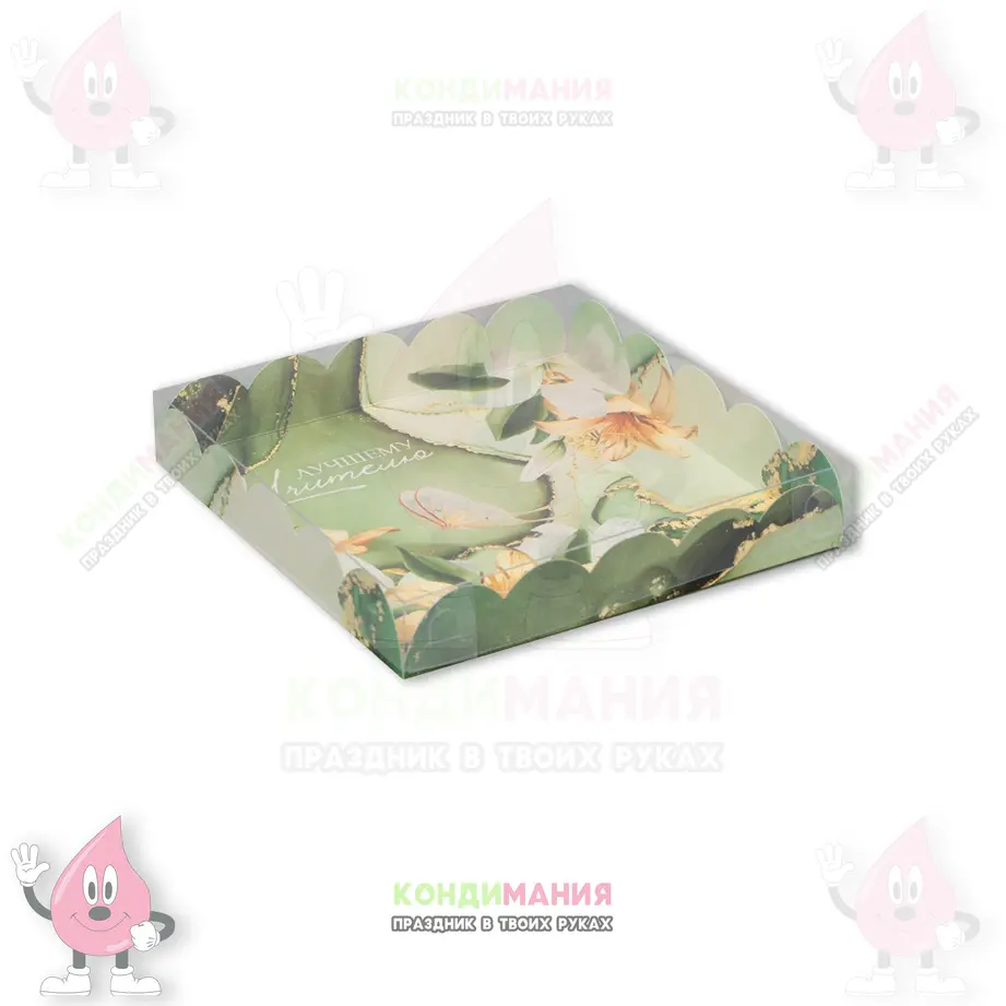 Коробка с прозрачной крышкой, 18х18х3 см, Лучшему учителю 2 #1