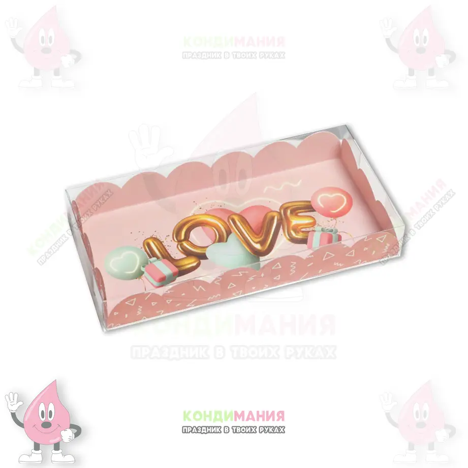 Коробка с прозрачной крышкой, 21х10,5х3 см, LOVE #1