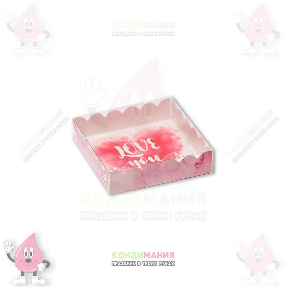 Коробка с прозрачной крышкой, 12х12х3 см, Любовь #1