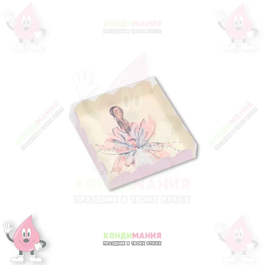 Коробка с прозрачной крышкой, 12х12х3 см, Романтика #1