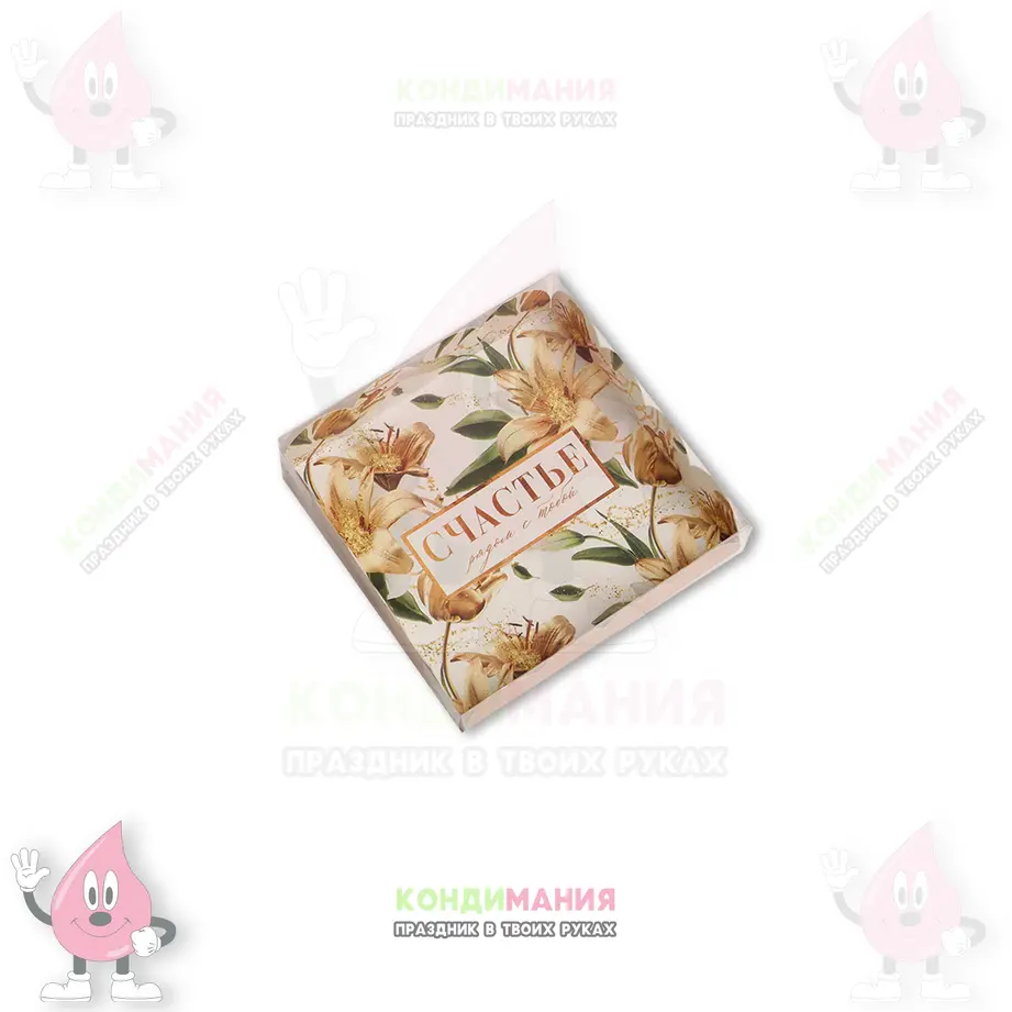 Коробка с прозрачной крышкой, 13х13х3 см, Счастье рядом #1