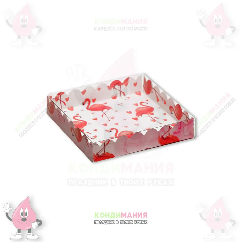 Коробка с прозрачной крышкой, 15х15х3 см, Фламинго #1