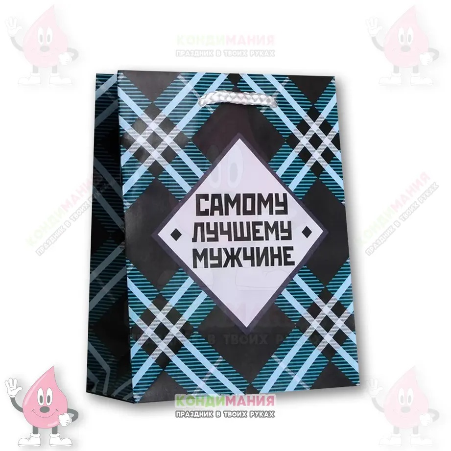 Пакет подарочный с ручками 18+8х23 см, Самому лучшему мужчине #1
