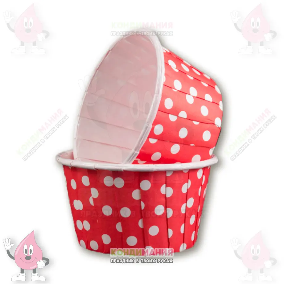 Капсула с бортиком 5х4 см, красный в горох #1