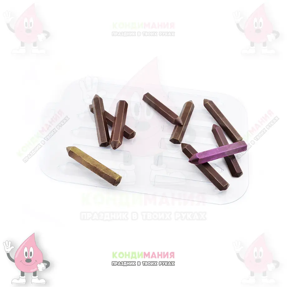 Форма пластиковая для шоколада Карандаши, 6,5х1,3 см, 12 яч #1