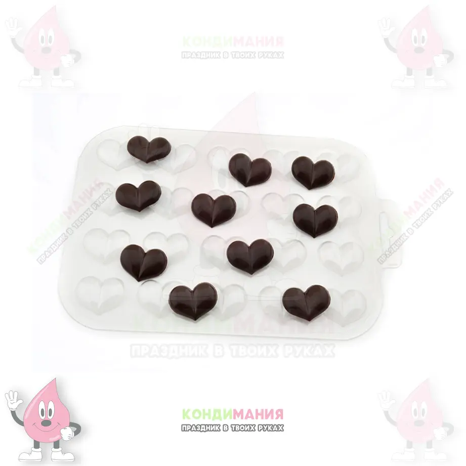 Форма пластиковая для шоколада Сердца, 2,8х2,1 см, 20 яч #1