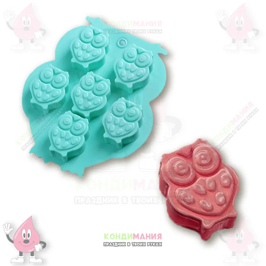Форма силиконовая Совы, 3,5х2,9 см, 6 яч #1