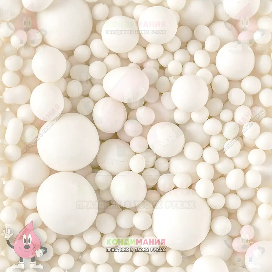 Драже рис в глазури, 2-13 мм, 25 г, матовый белоснежный #1