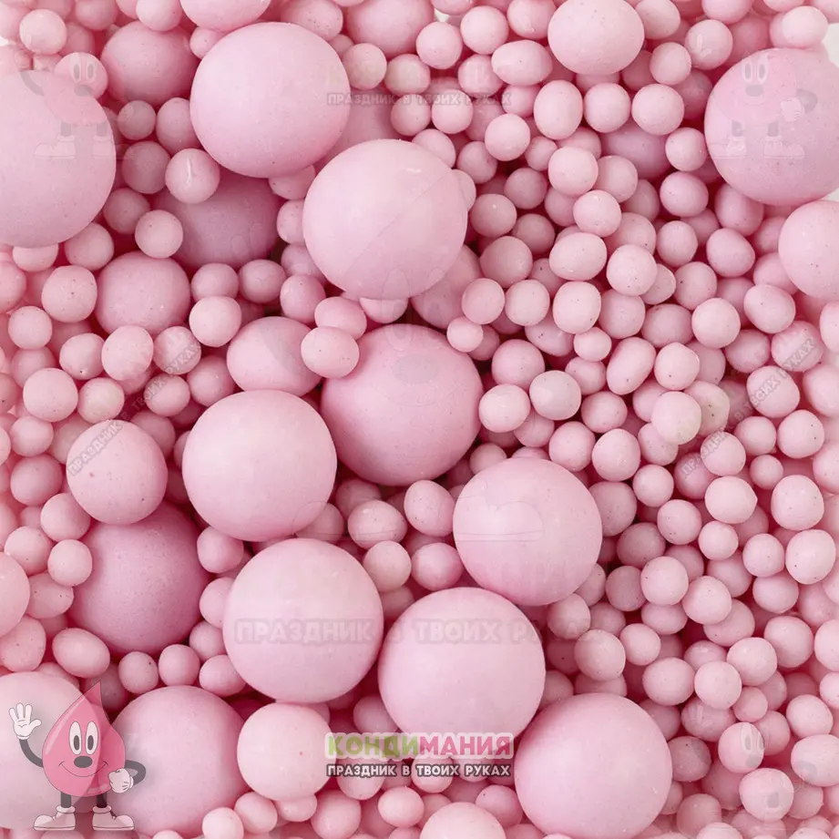 Драже рис в глазури, 2-13 мм, 25 г, матовый розовый #1