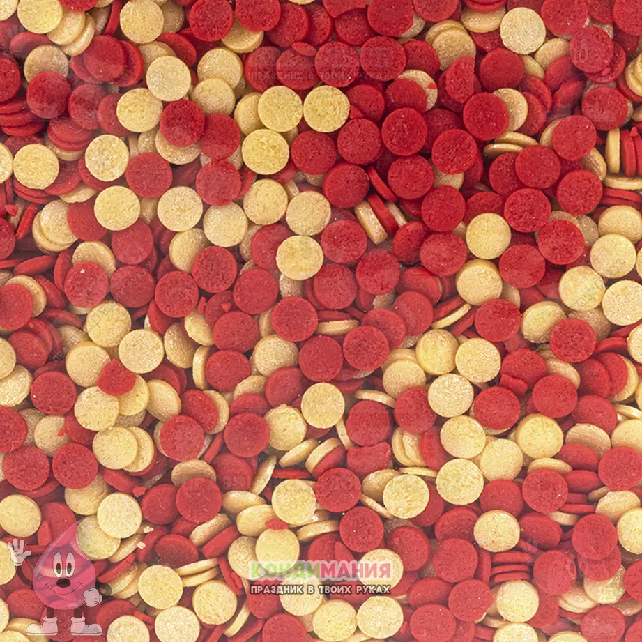 Посыпка Конфетти красно-золотое, 4х4 мм, 25 г #1