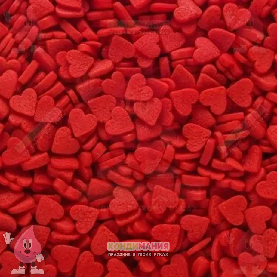 Посыпка Сердца красные, 6х7 мм, 25 г #1