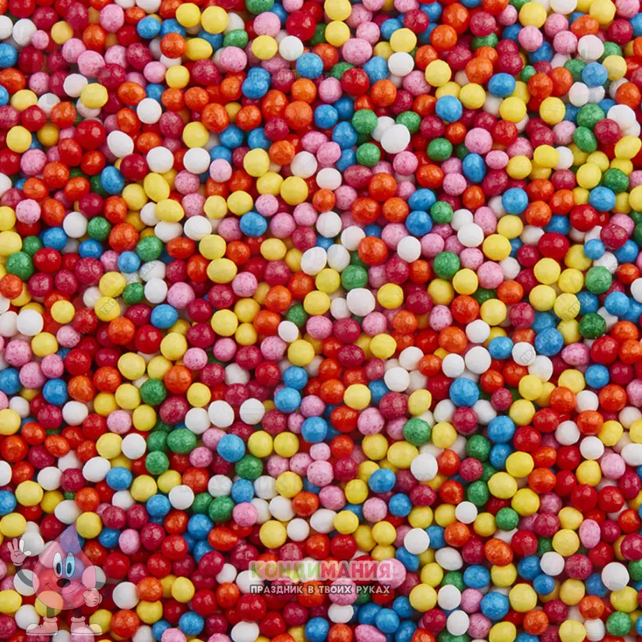 Посыпка шарики 2 мм, Микс, 25 г #1