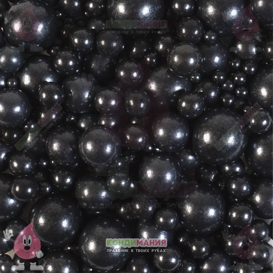 Посыпка шарики, 2-15 мм, Черные, 25 гр #1