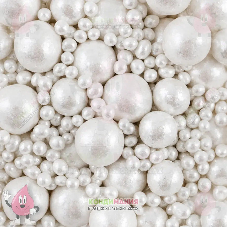 Драже рис в глазури, 2-13 мм, блеск жемчуг белый, 25 г #1