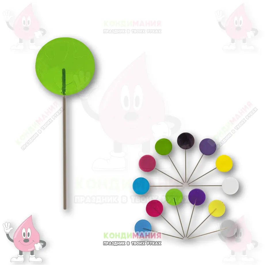 Леденец изомальт зеленый прозрачный, d-5 см, 15 г+- #1