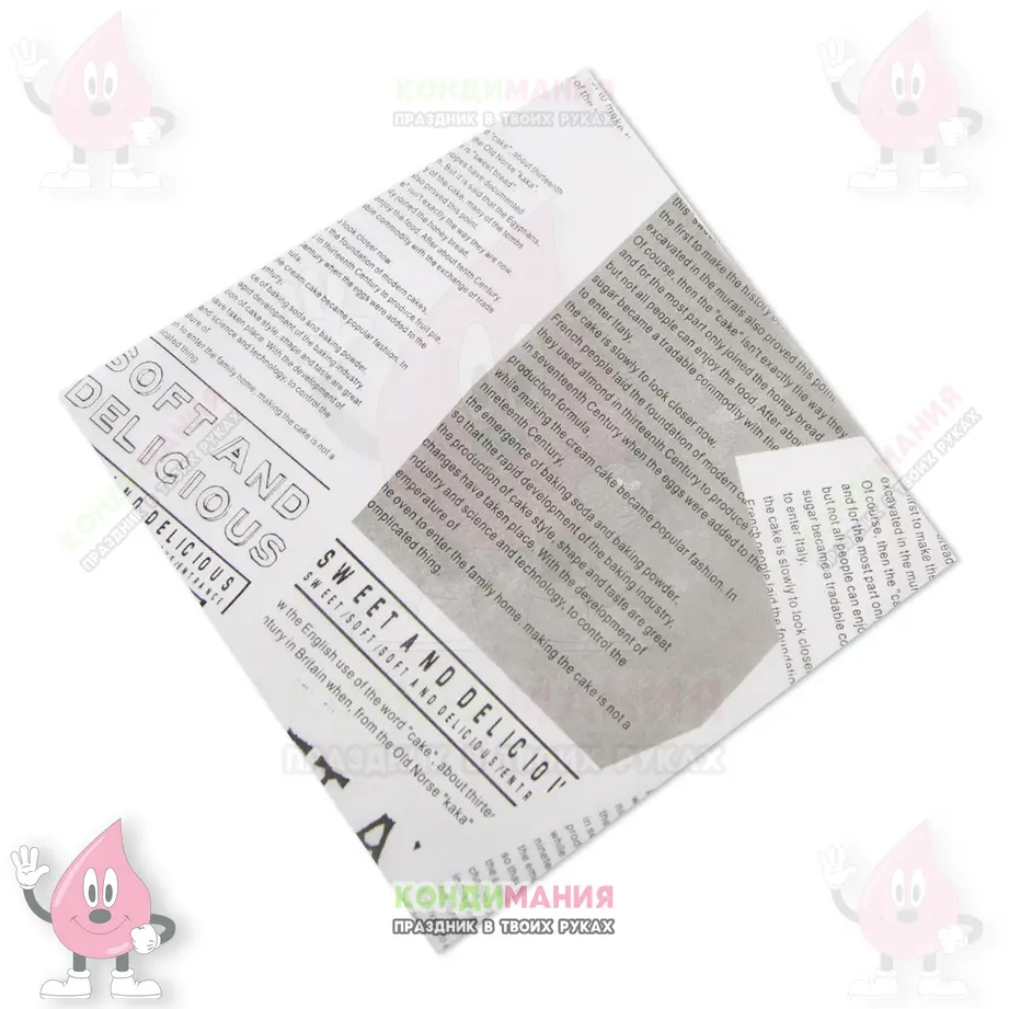 Пергамент для торта бенто Газета 18х18 см, 1 шт #1
