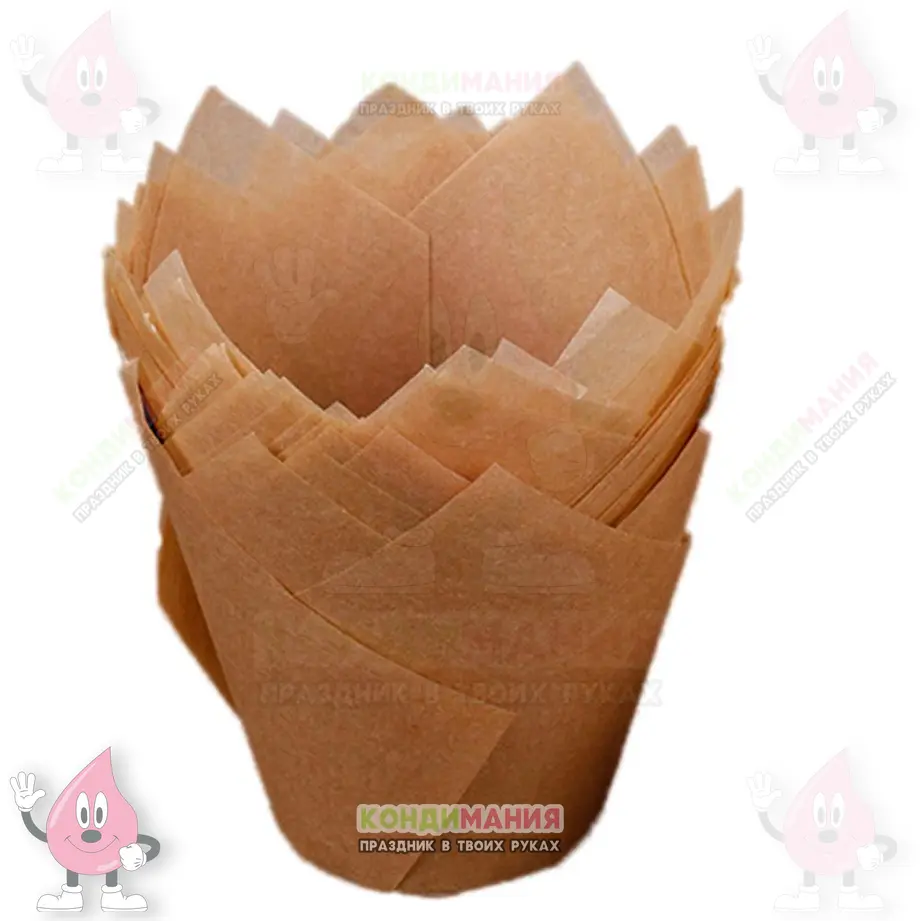 Капсула тюльпан 5х8 см, бежевый, 50 шт #1