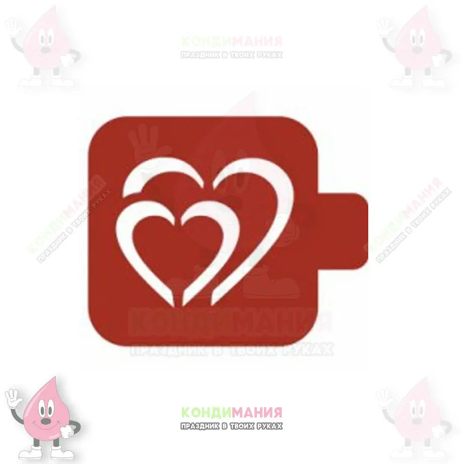 Трафарет Два сердца, 9 см #1